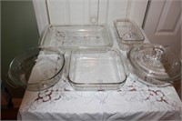 PYREX COOKWARE LOT - BOWL, 3 PANS