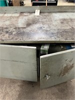 Rolling cabinet with contents & vice (Lathe Parts)