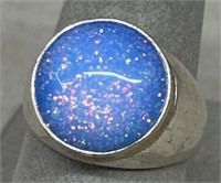 Ring blue crystal light stone size 9 1/2