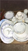 FLAT OF ASST BLUE FLORAL CHINA