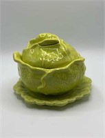 Cabbage Covered Dish w/ Underplate-Ceramic