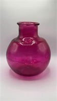 12" Cranberry Glass Bulb Vase