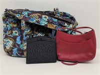 (3) Purses Handbag, Quilted Floral, Red Rosett &..