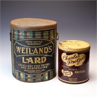 Two vintage tin cans