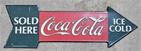 (L) 1996 Tacker Type Coca-Cola Sign 27" By 8.5"