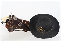 Wyatt Earp Revolver Cap Gun in Holster and Hat