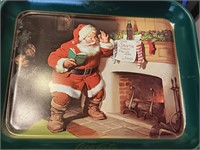 Vtg 1980s coke coca cola tray santa Claus