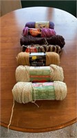 7 Bundles of Yarn (Purple, Brown, Tan)