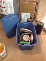 Tub of misc items and empty drill case