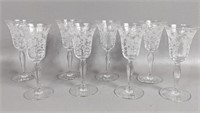 Eight Fostoria Etched Crystal Cordials