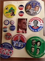 14 POLITICAL PINS NO REPOS