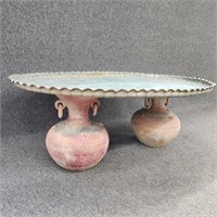 Pottery Vases & Middle Eastern Metal Table