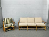 Rattan Sofa And Chair Matched Set