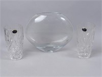 Pair of Bohemian Crystal Vases & Large Clear Vase