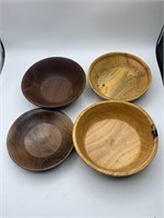 (4) handmade wooden bowls