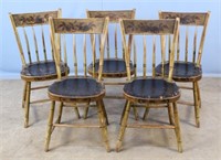 Group of Five 19th C. Hitchcock Style Side Chairs