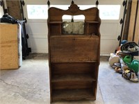 OAK DROP FRONT DESK WITH MIRROR = FOR RESTORATION