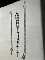 Cross necklace, rosary, eyeglasses chain