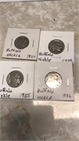 Buffalo nickels (4) 1927-20-35-36