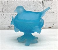 6x6" Westmoreland Satin blue Glass robin on nest