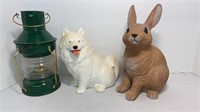 Oil lamp, composite material bunny ornament, and