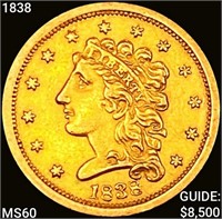 1838 $2.50 Gold Quarter Eagle UNCIRCULATED