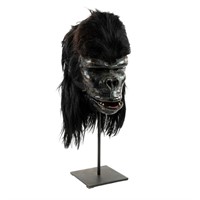 Papier Mache Gorilla Mask on Stand