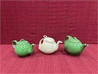 Hall China lot of 3 Teapots: French Flower