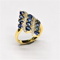 Silver Blue Sapphire White Topaz(2.7ct) Ring