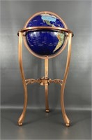 Gemstone & Mineral Inlay Globe On Stand