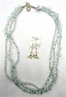 925 Aqua Marine & Pearl Necklace