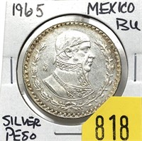 1965 Mexico peso, silver