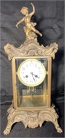 Antique Rococo Figural Metal Clock with Cupid