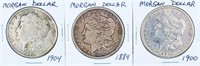Coin 3 Morgan Silver Dollars 1884, 1900 & 1904