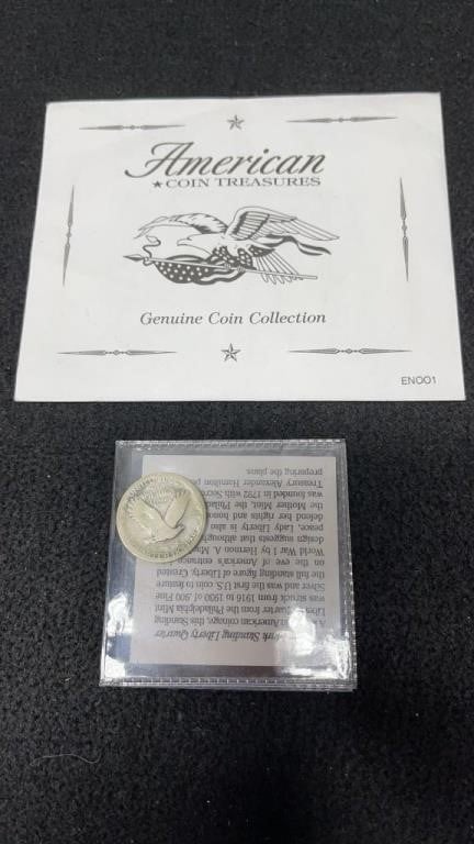 P Marked Standing Liberty Quarter With COA