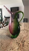 Art glass pitcher. 9.5 x 6 inch