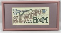 Vintage Framed Cross Stitch Sewing Room Walk