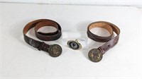 (1)Brown Leather Belts w/Brass Buckles
