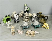 collection of small resin yard ornaments