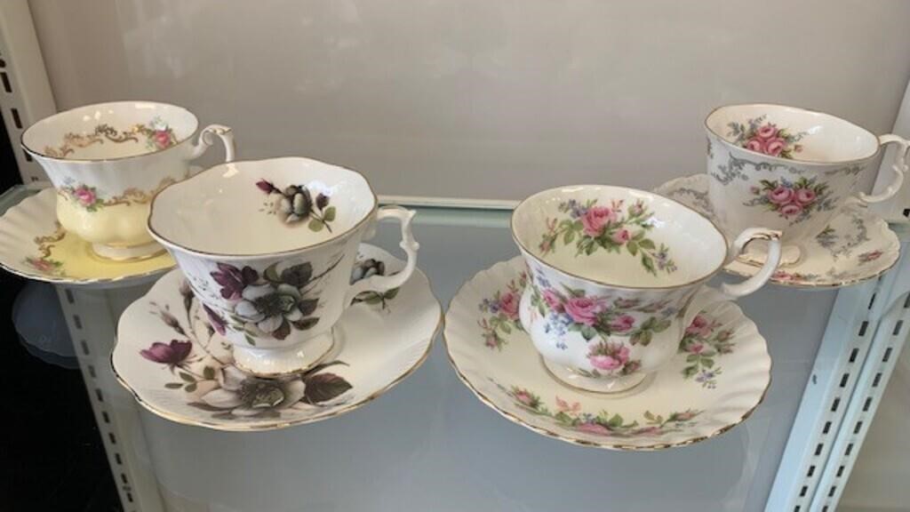 Lot of 4 Royal Albert Cup & Saucer as seen