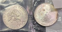 (2) Mexico Large UNC/BU Silver Coins