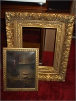 OIL PAINTING W/ ORNATE GESSO FRAME