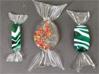 Murano Three Pieces of Glass Wrapped Candy