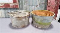 2 galvanized buckets