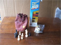 Jenga, Dice, Leather Pouch