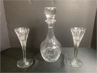 Crystal Decanter and Lenox Candle Holders