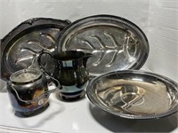 Silver Plate Items - Platters, Pitchers etc.