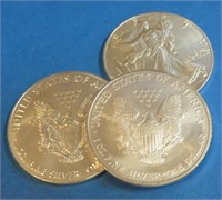 (3) Random Date US Silver Eagles