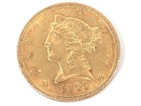 1905 $5 Gold Half Eagle