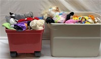 2 Bins of Dolls, Doll Cloths, Stuffed Animals &